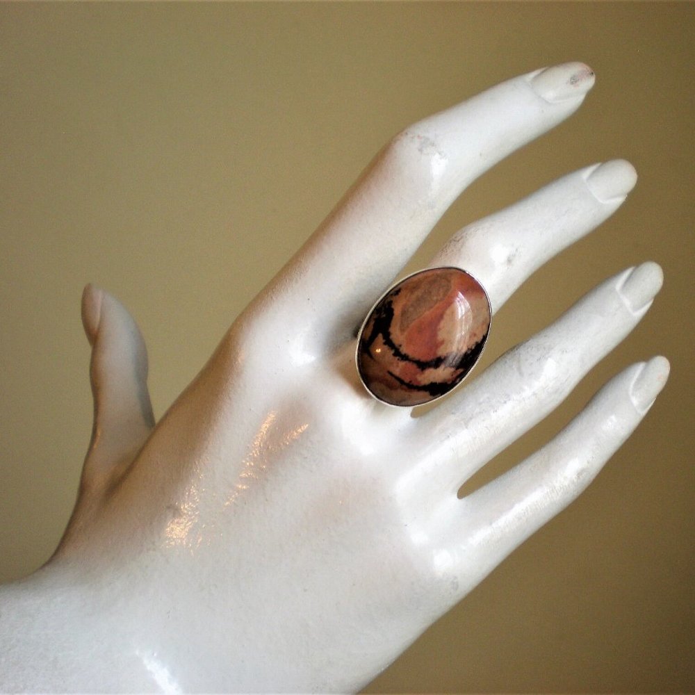 HUGE Jay King Drt Sterling Silver 925 Picture Jasper Cocktail Dinner Ring 14 g. - Picture 10 of 11